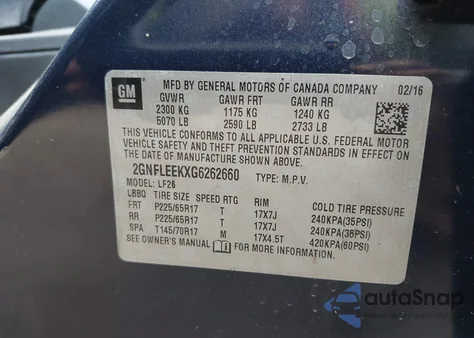 2016 Chevrolet Equinox Ls z USA, uszkodzony, nr VIN 2GNFLEEKXG6262660